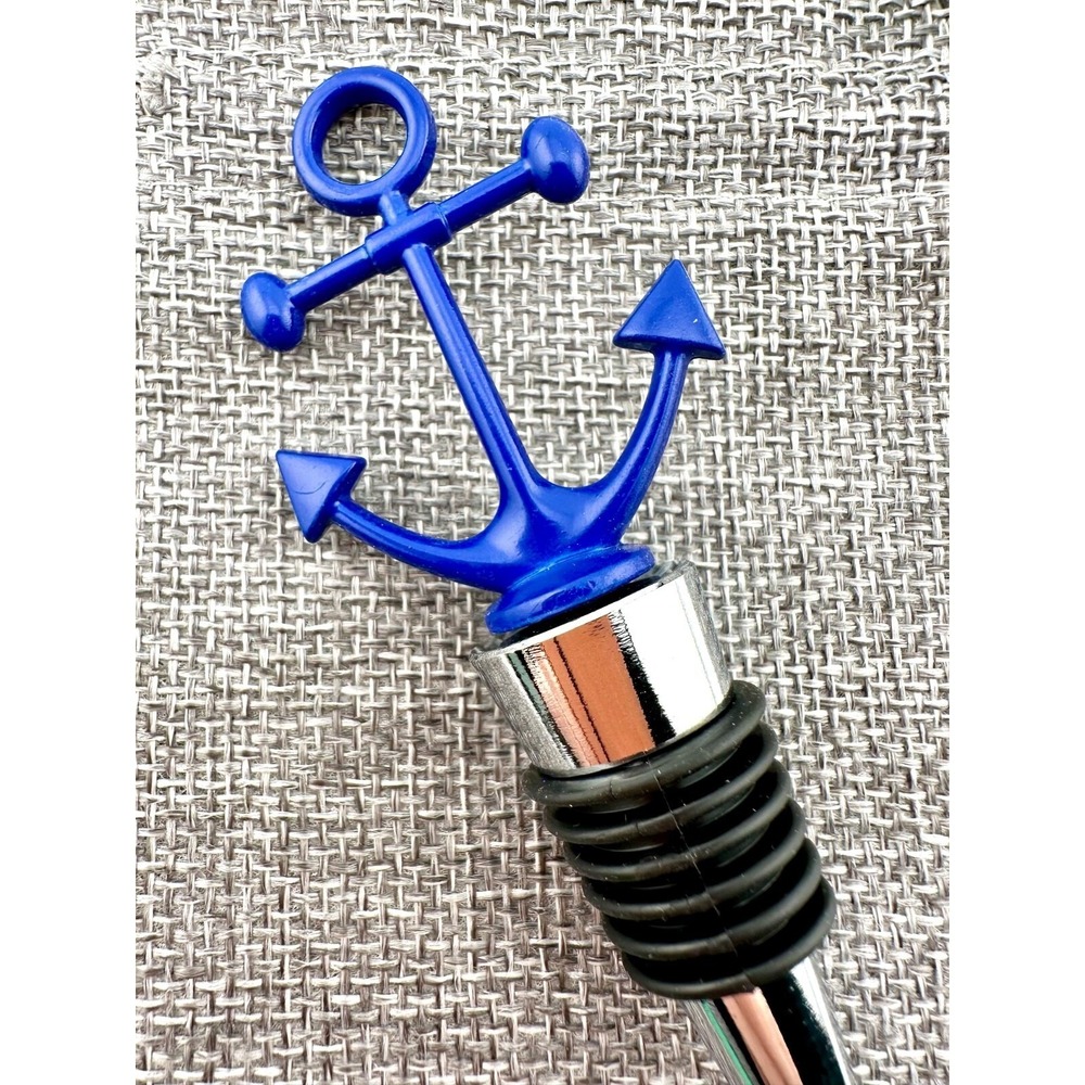 Boat‎ Anchor Bottle Stopper Cobalt Blue Cork Barware Gift Nautical NEW